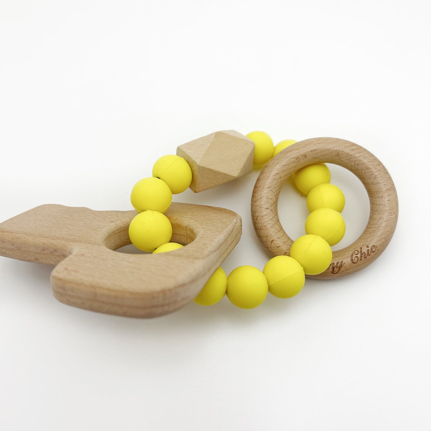 Wooden Key Teether for Babies: Handheld Teething Ring & Rattle