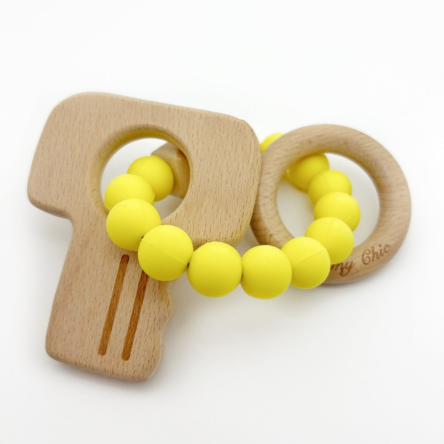 Wooden Key Teether for Babies: Handheld Teething Ring & Rattle