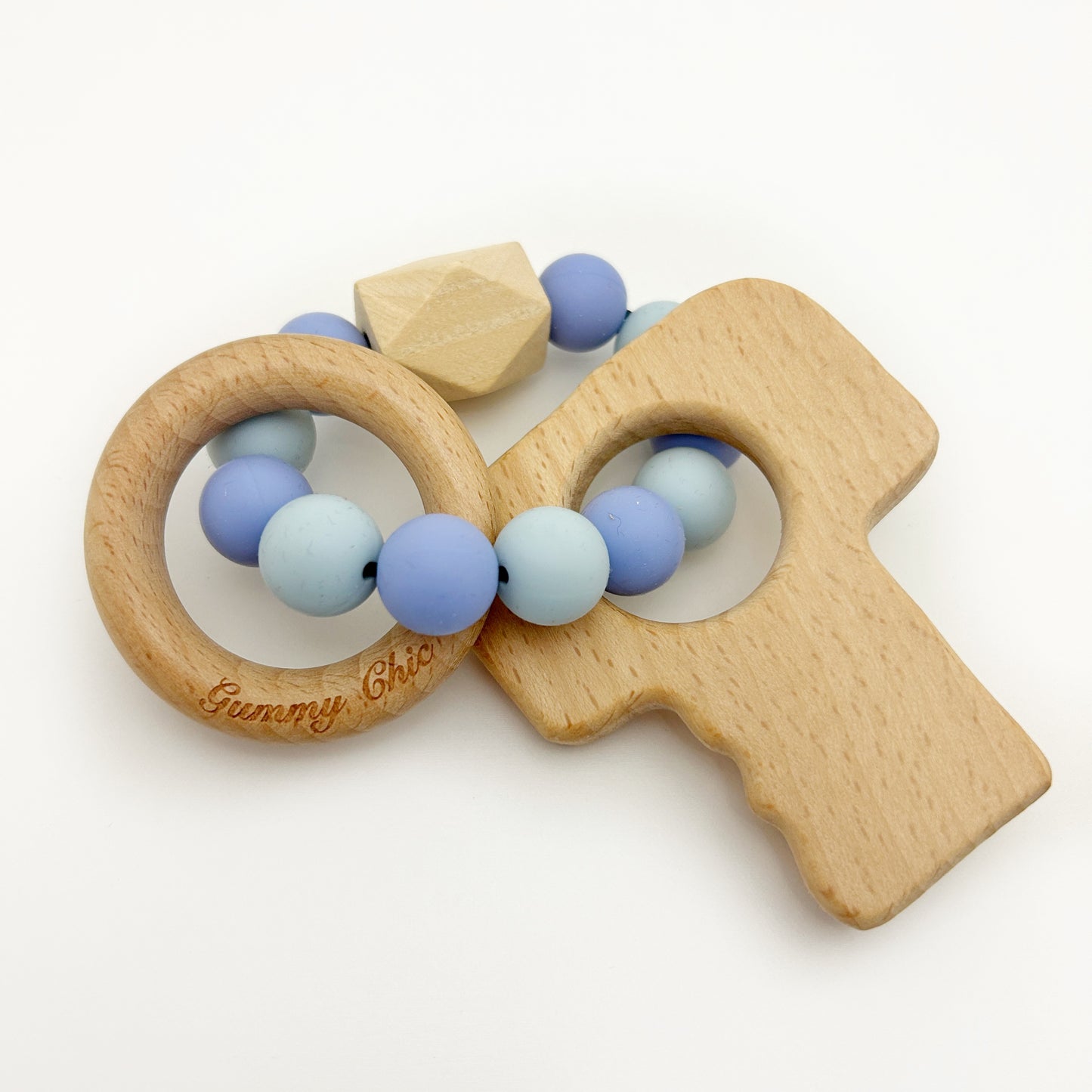 Wooden Key Teether for Babies: Handheld Teething Ring & Rattle