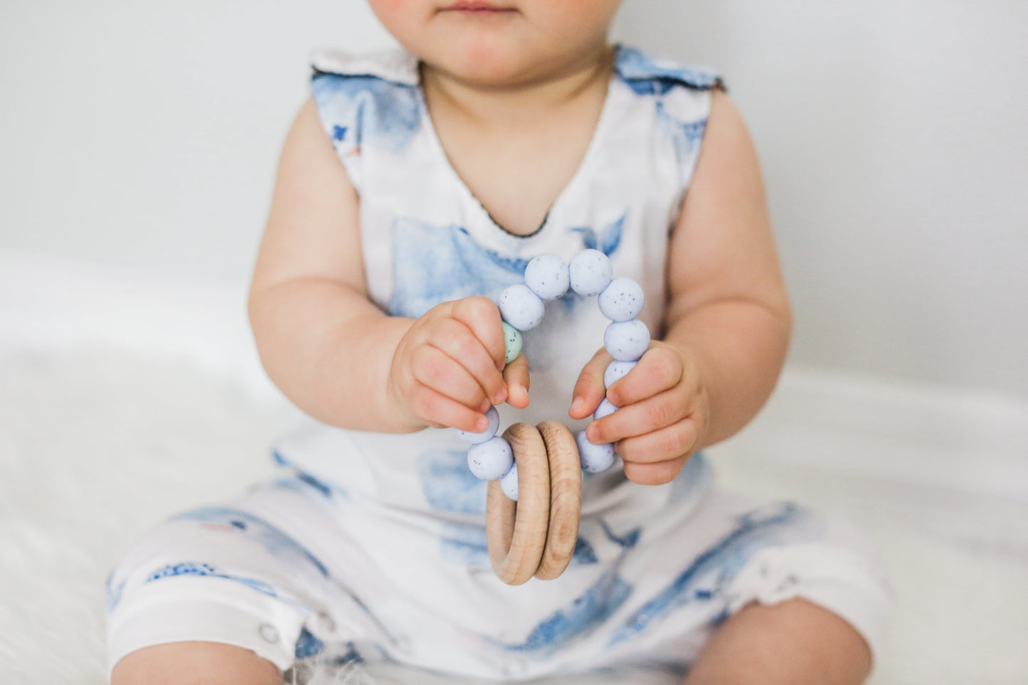 Wooden Key Teether for Babies: Handheld Teething Ring & Rattle