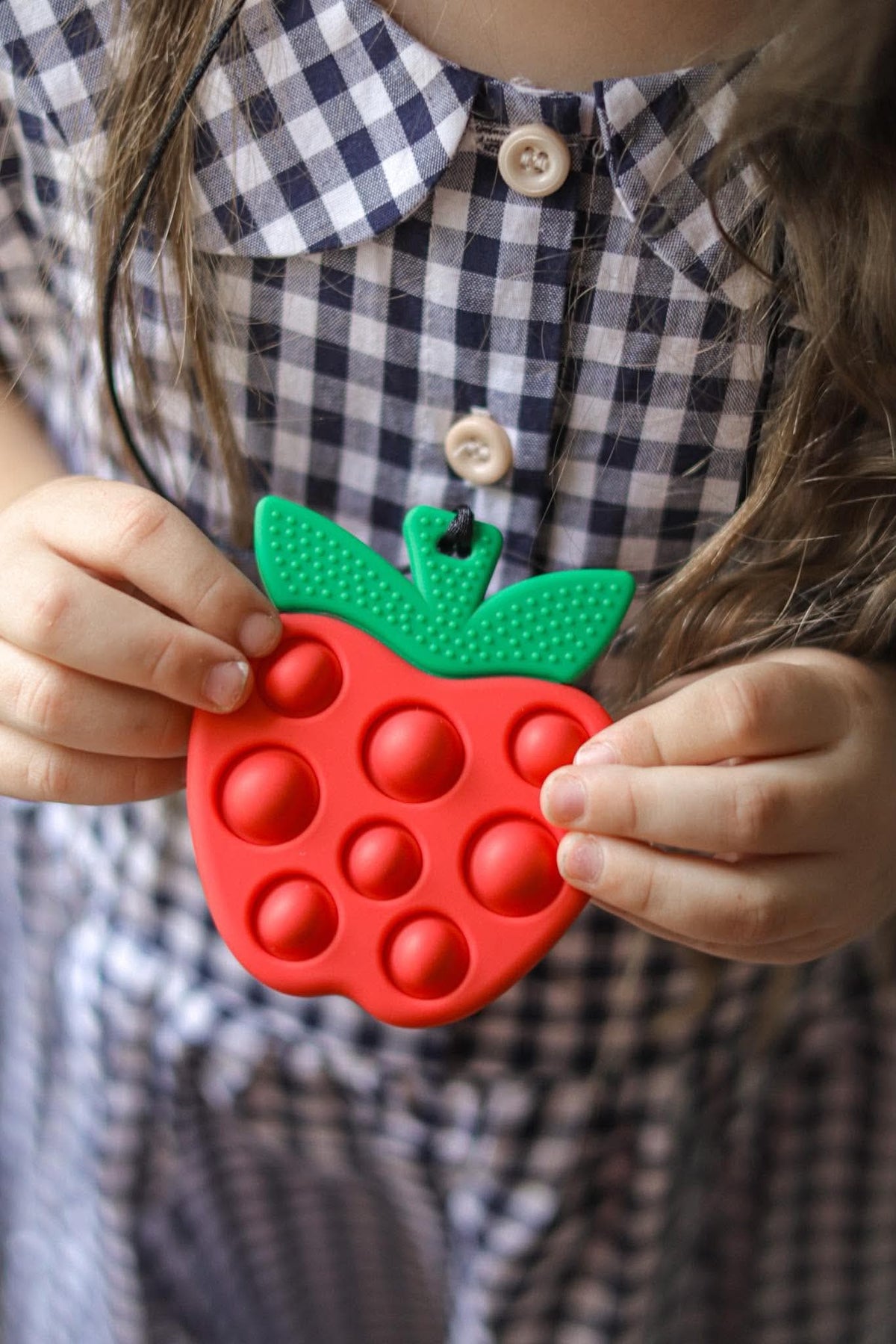 Apple Pop It Sensory Necklace | Silicone Fidget Pendant