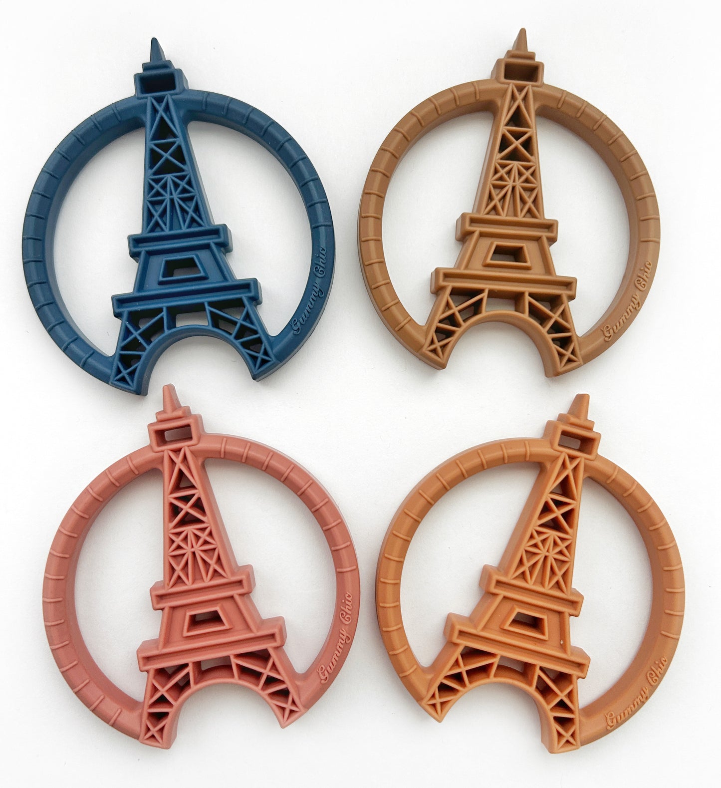 Vintage-inspired Paris Silicone Teething Toy with Dual Textures for Soothing Relief