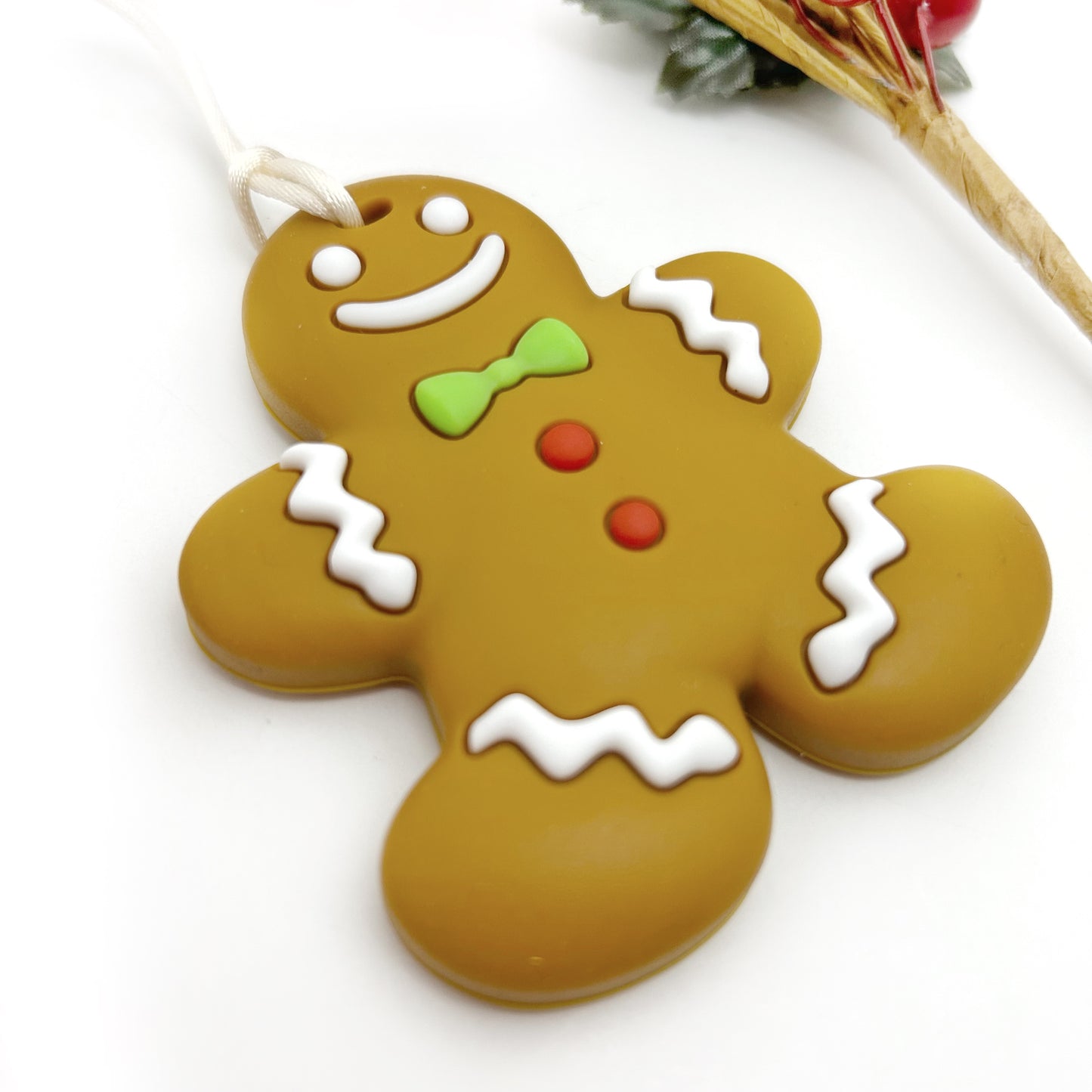 Christmas Gingerbread Cookie Teether: Festive Sensory Chew for New Moms & Babies