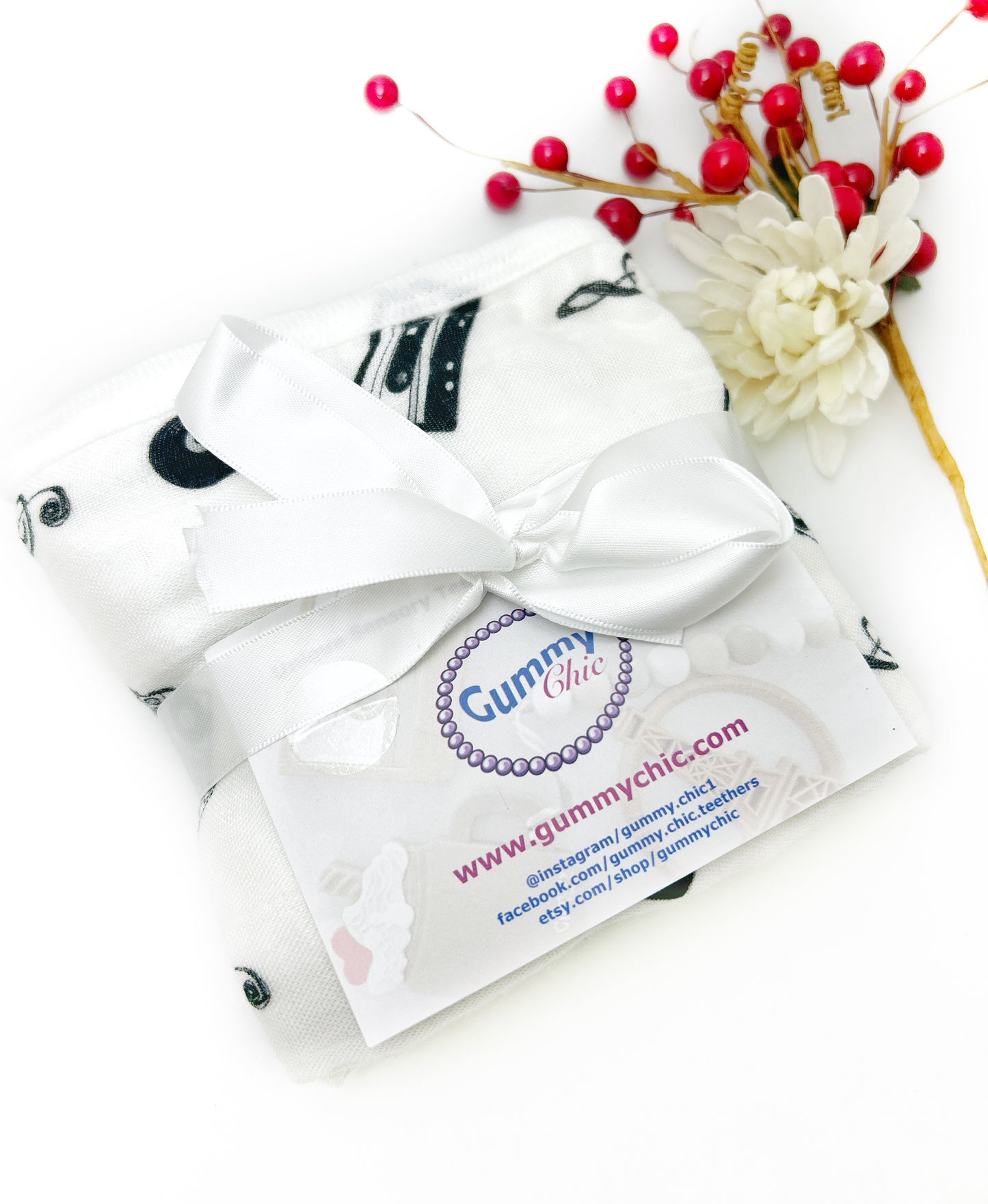 Mix Tape & Music Organic Cotton Burp Rag Set of Two