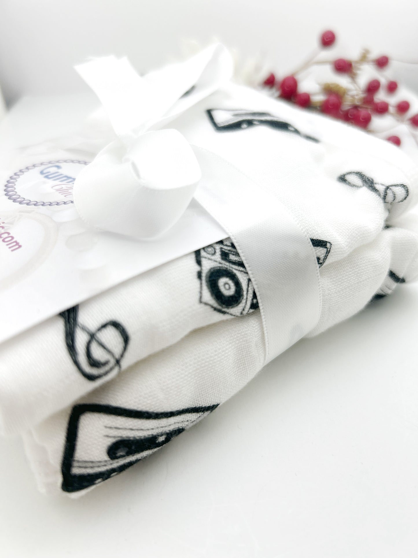 Mix Tape & Music Organic Cotton Burp Rag Set of Two