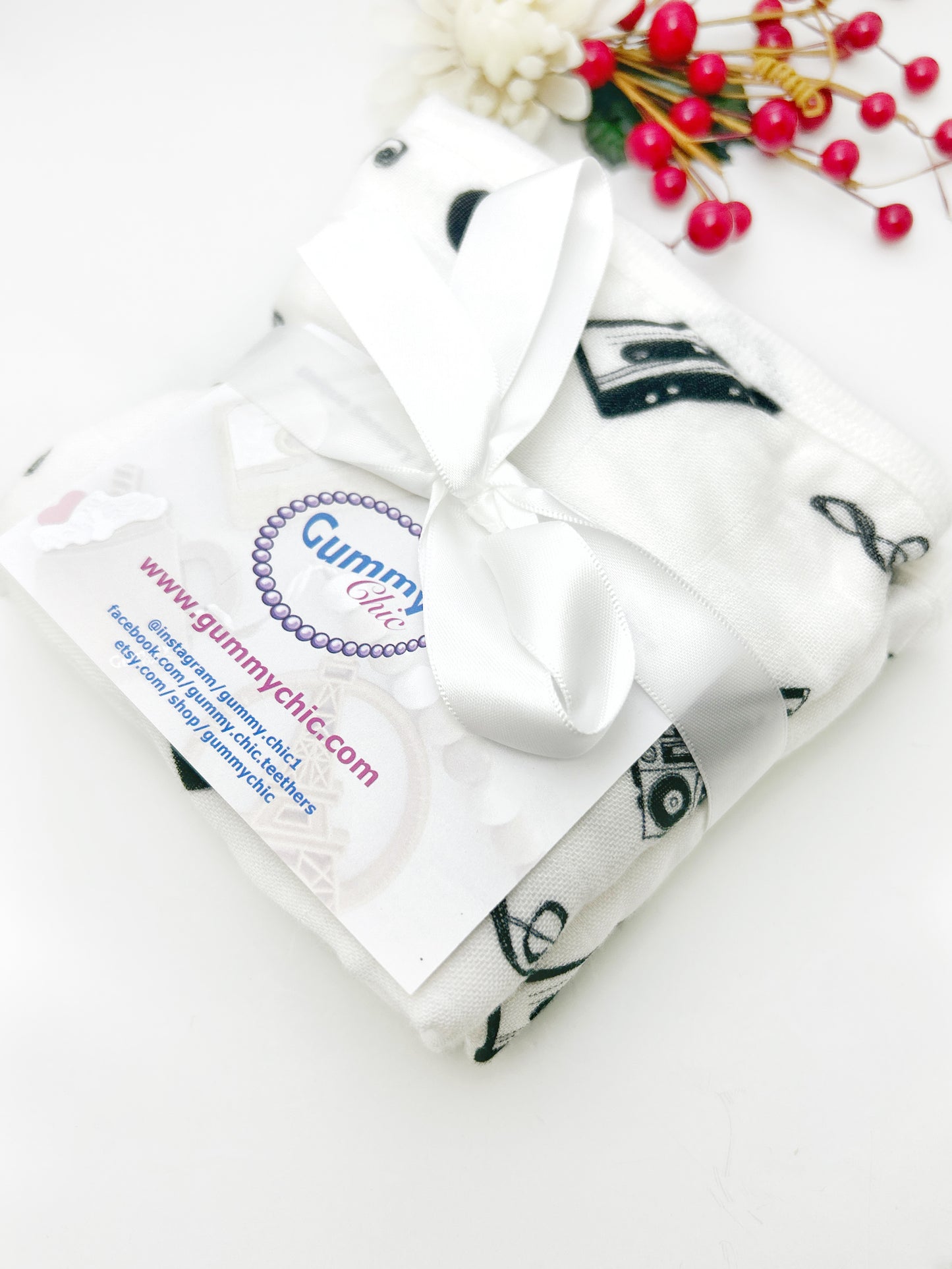 Mix Tape & Music Organic Cotton Burp Rag Set of Two