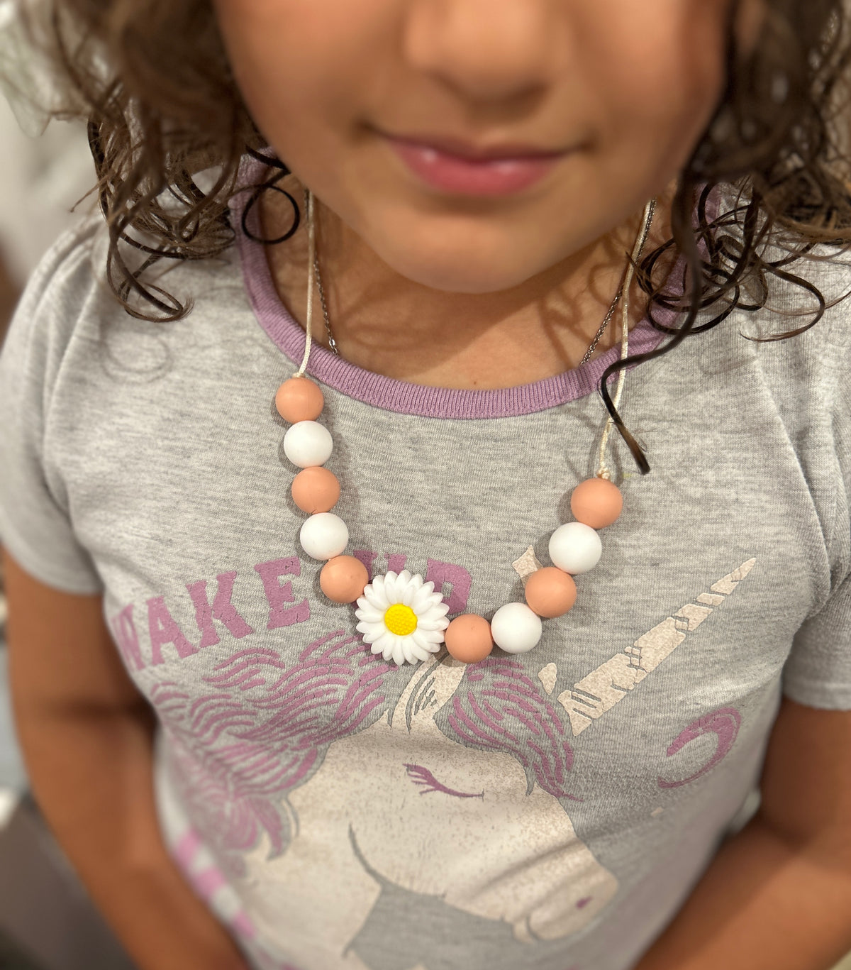 Valentine Silicone Chew Necklace for Kids | Pink & Red