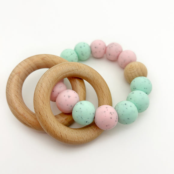 Mint and Pink Teething Ring
