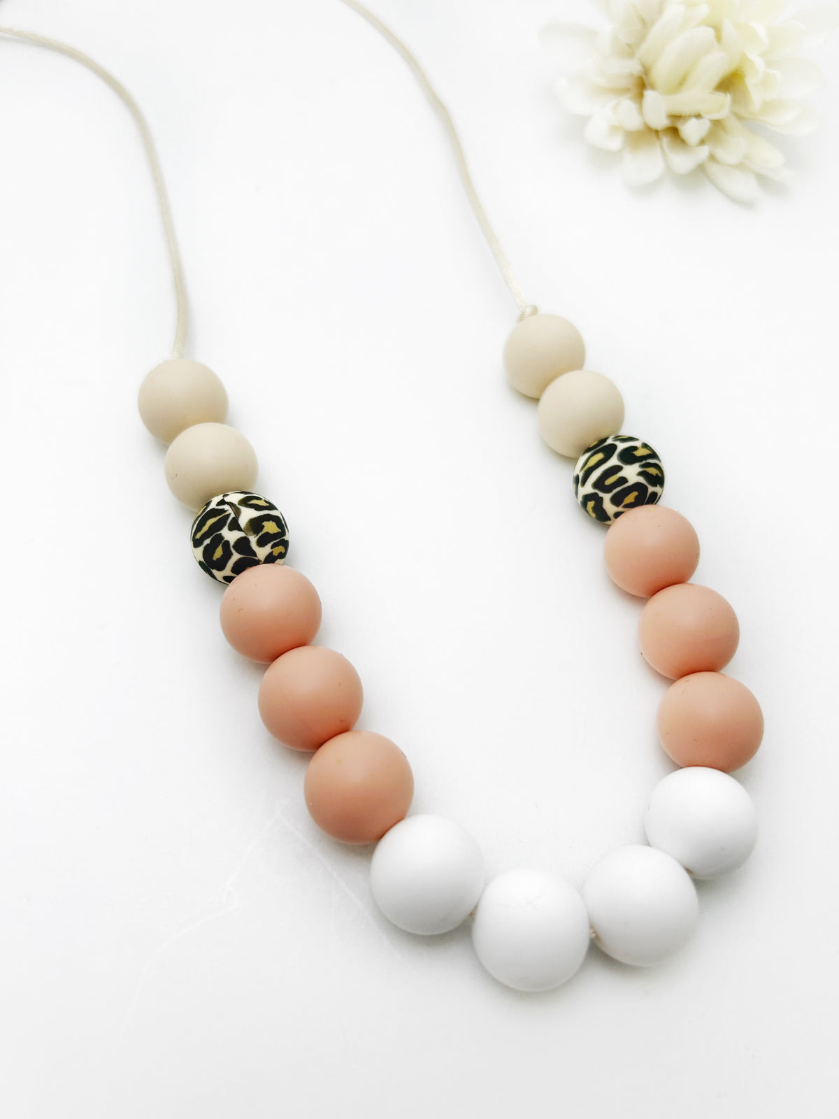 Peach & Cheetah Silicone Teething Necklace for Mom