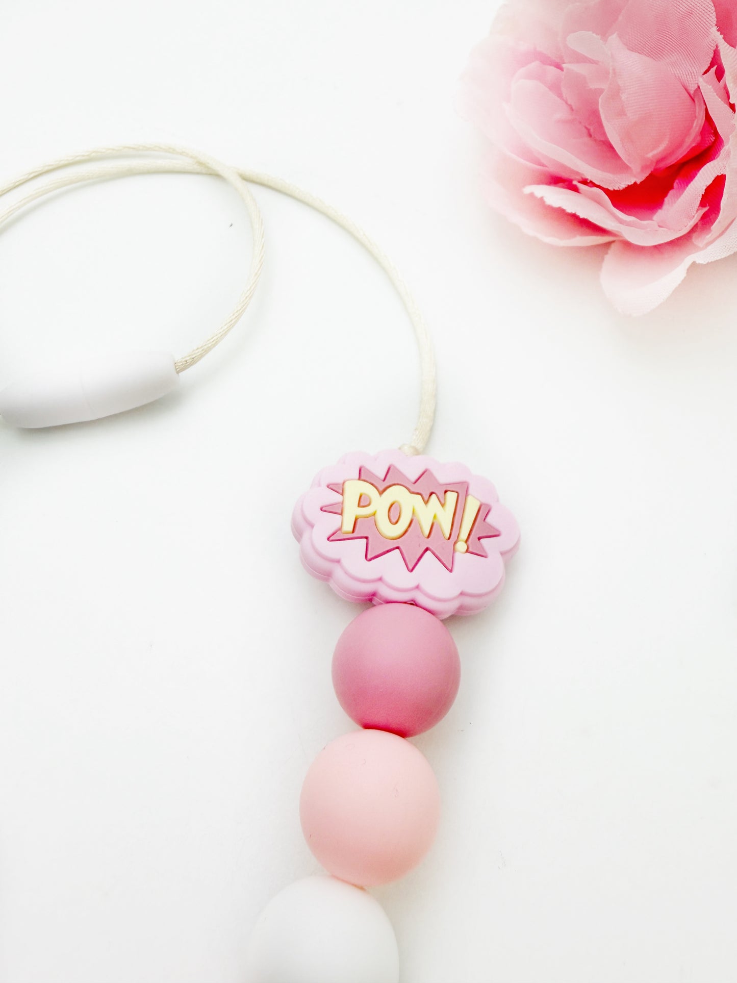 Pink POW Sensory Chew Necklace | Silicone Sensory Jewelry for Kids & Teens