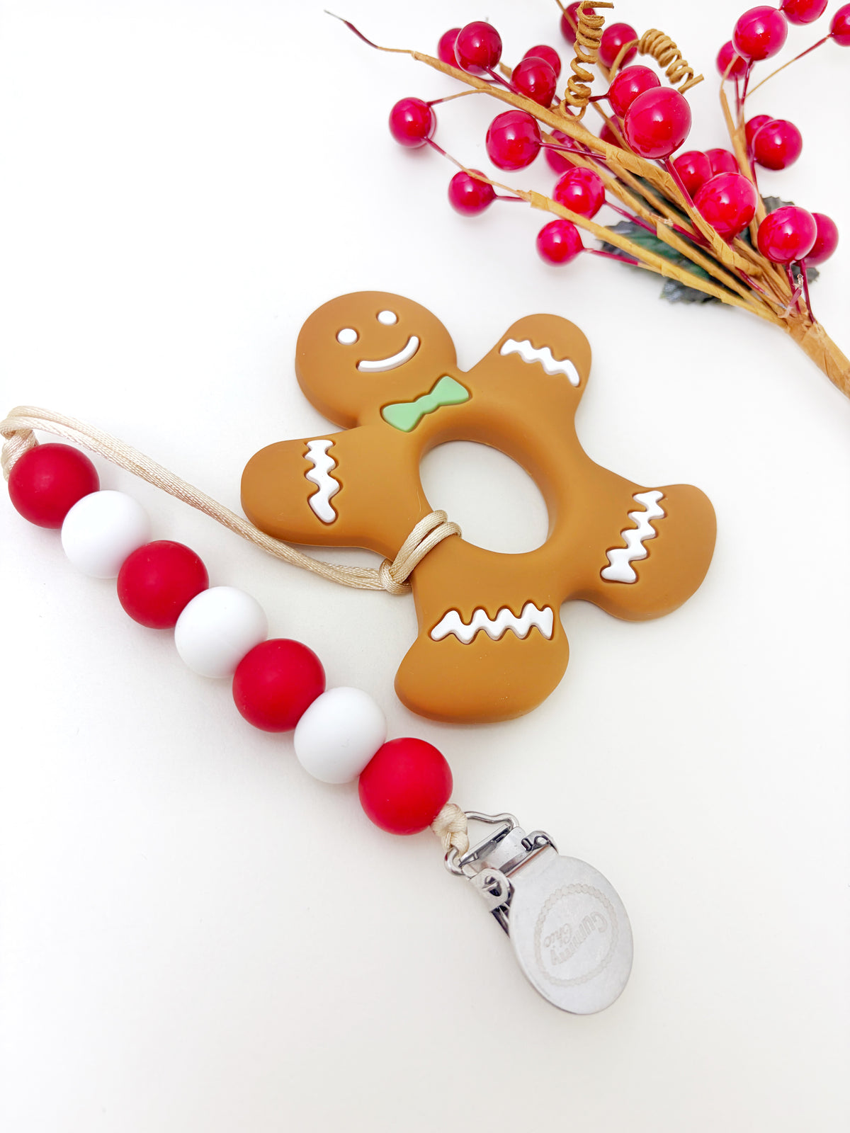Christmas Gingerbread Cookie Teether: Festive Sensory Chew for New Moms & Babies