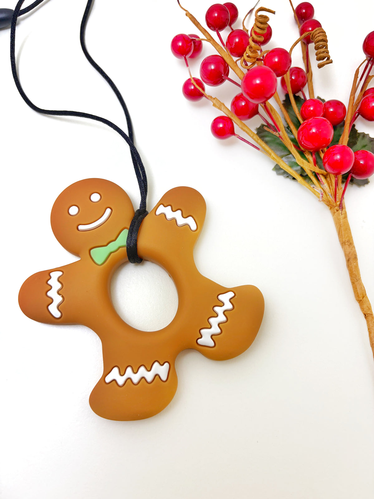 Christmas Gingerbread Cookie Teether: Festive Sensory Chew for New Moms & Babies
