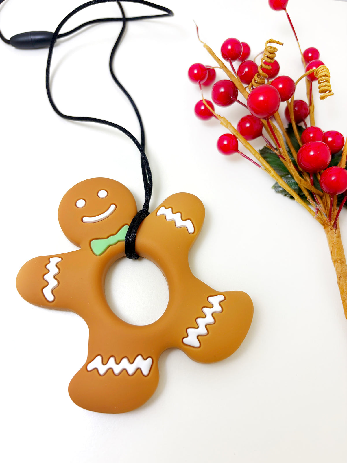 Christmas Gingerbread Cookie Teether: Festive Sensory Chew for New Moms & Babies