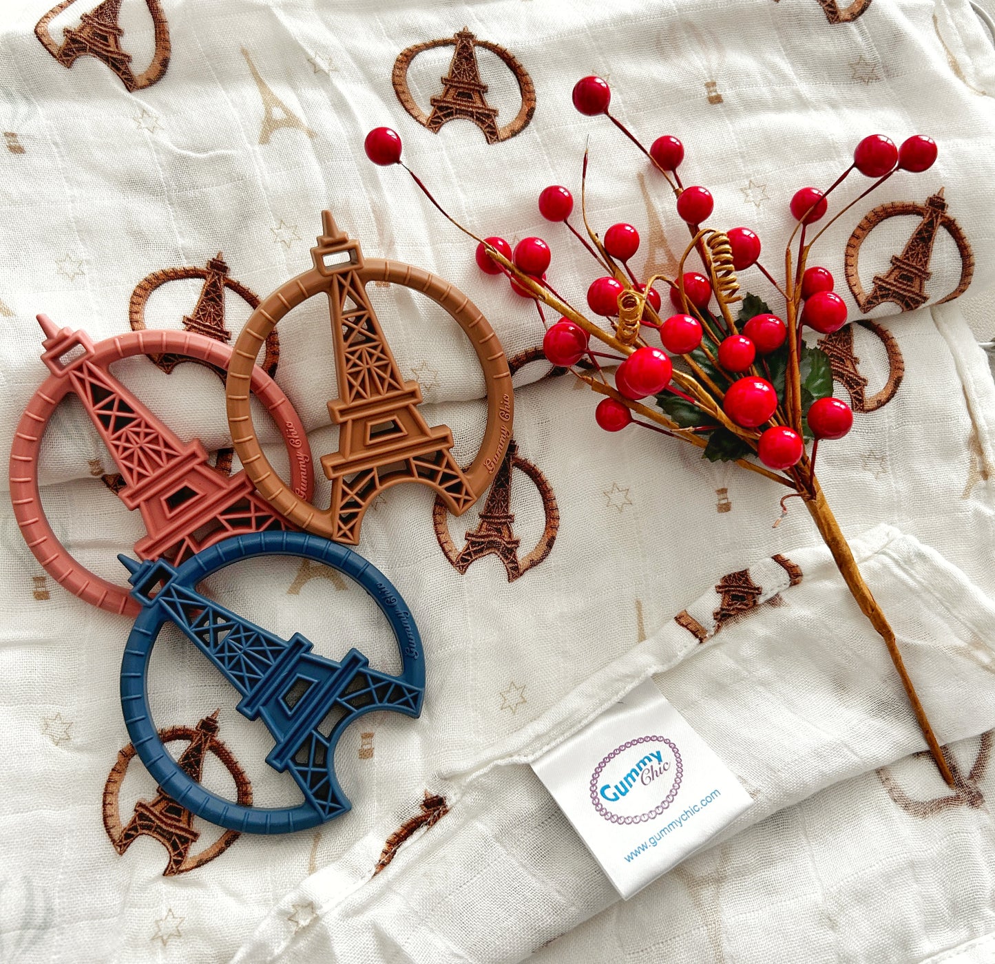 Paris Themed Baby Blanket - Organic Cotton Receiving Blanket by Gummy Chic
