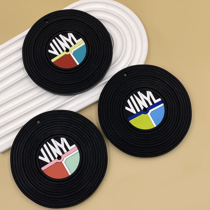 Silicone Baby Teether Toy: Vinyl Record with Clip - Gummy Chic Exclusive