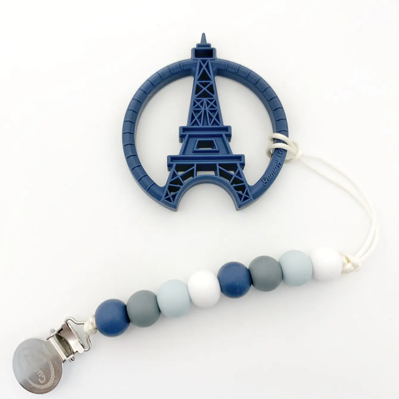 Vintage-inspired Paris Silicone Teething Toy with Dual Textures for Soothing Relief