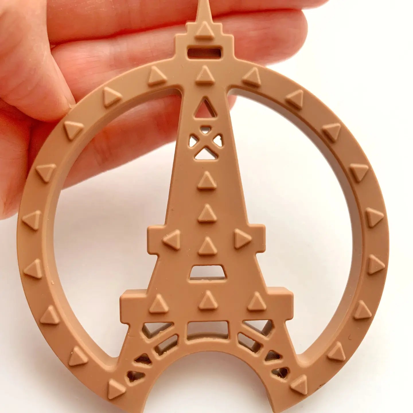 Vintage-inspired Paris Silicone Teething Toy with Dual Textures for Soothing Relief