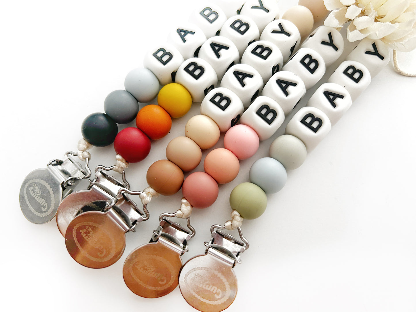 personalized pacifier clips with multicolor beads