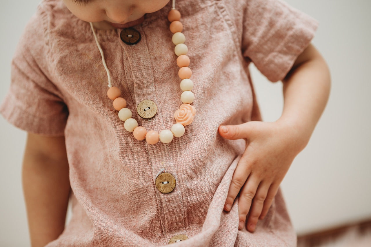 Kids Chew Jewelry: Mauve Beaded Necklace for Sensory Needs