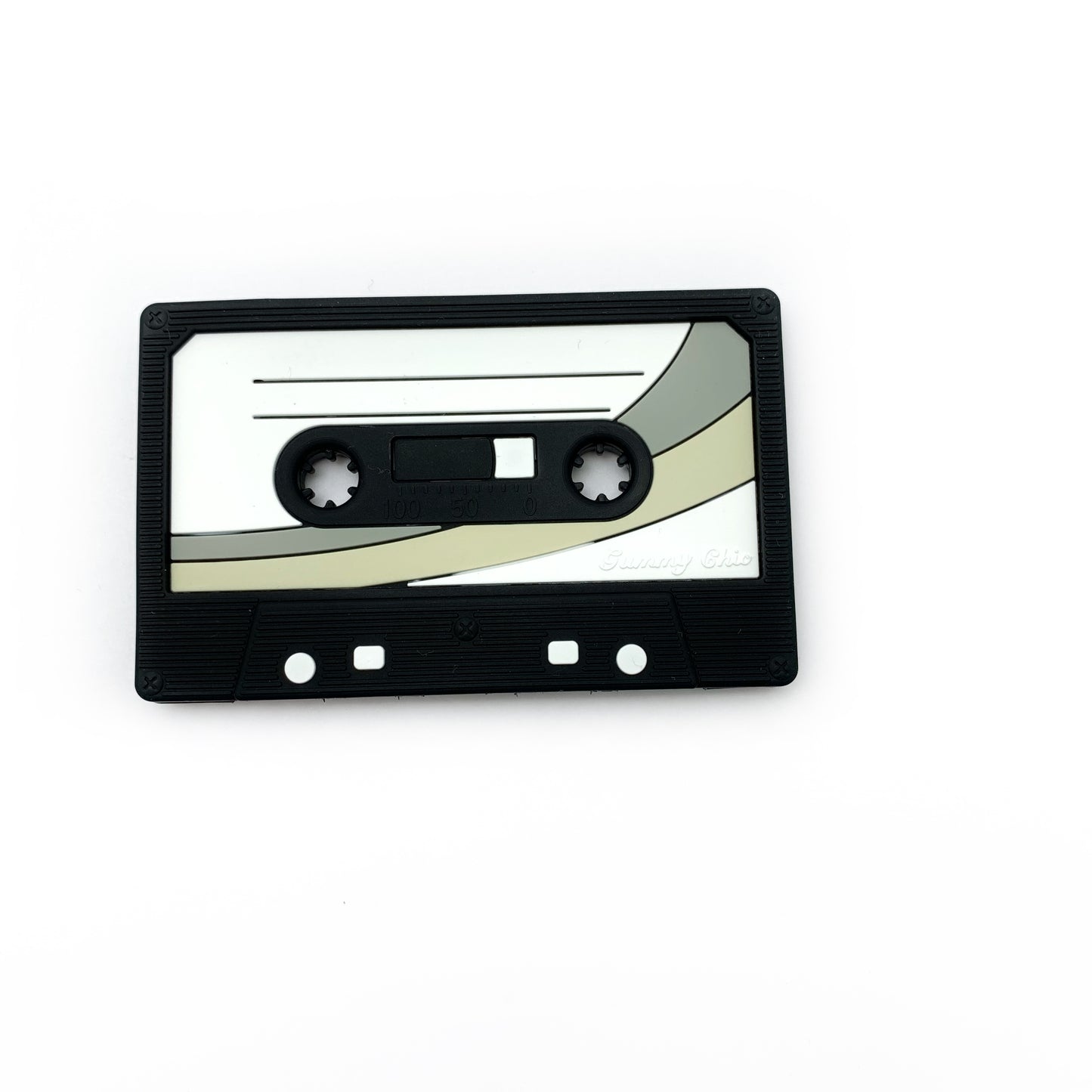 Teething toy in shape of a mix tape in black