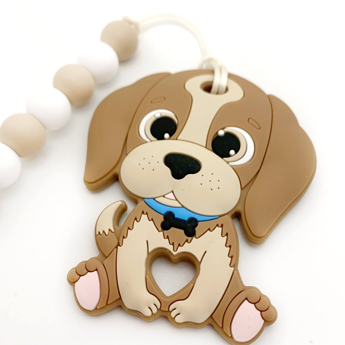 Puppy Dog Teether with Leash: Universal Pacifier Clip & Toy Leash