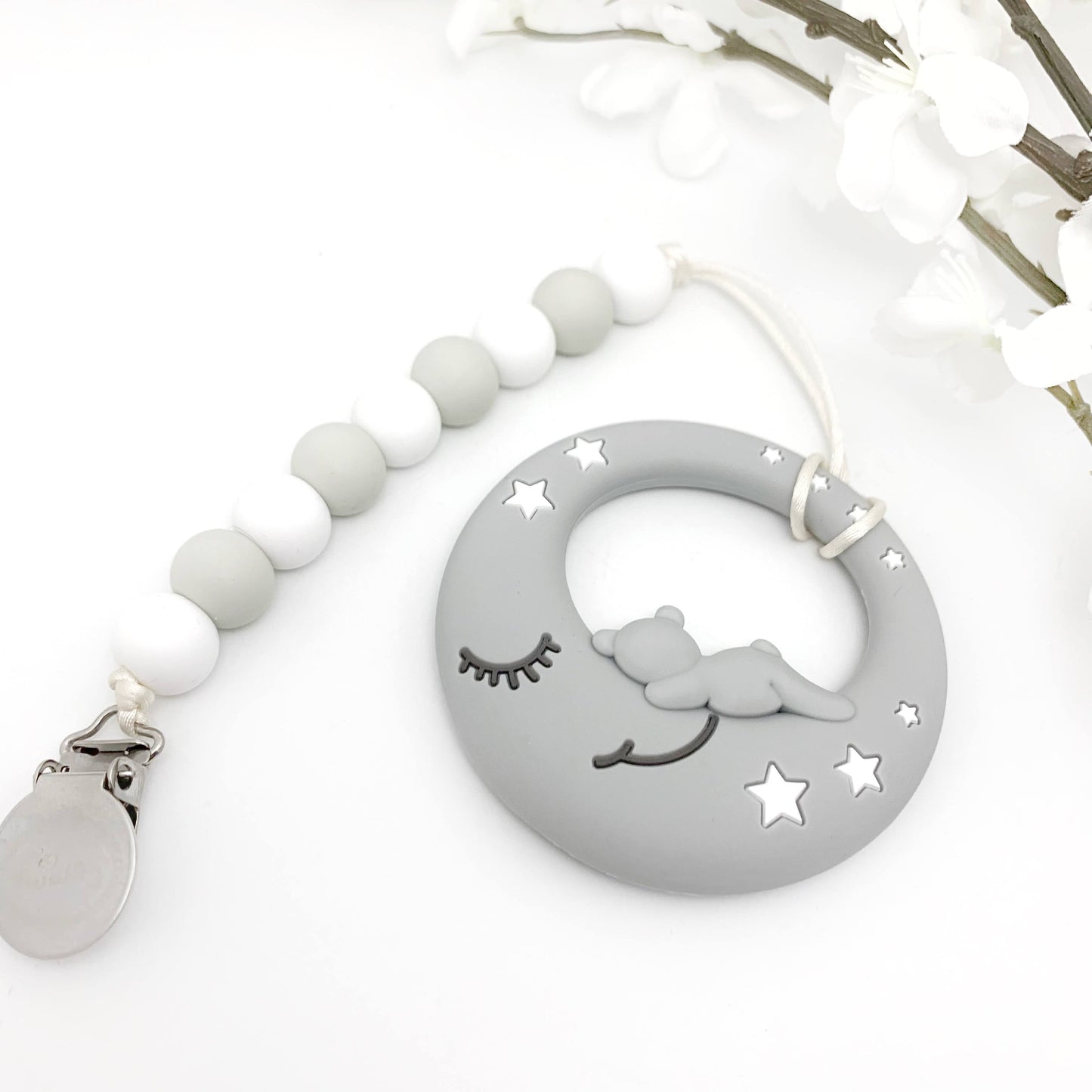 Moon and Stars Teething Toy, Clip on Teether