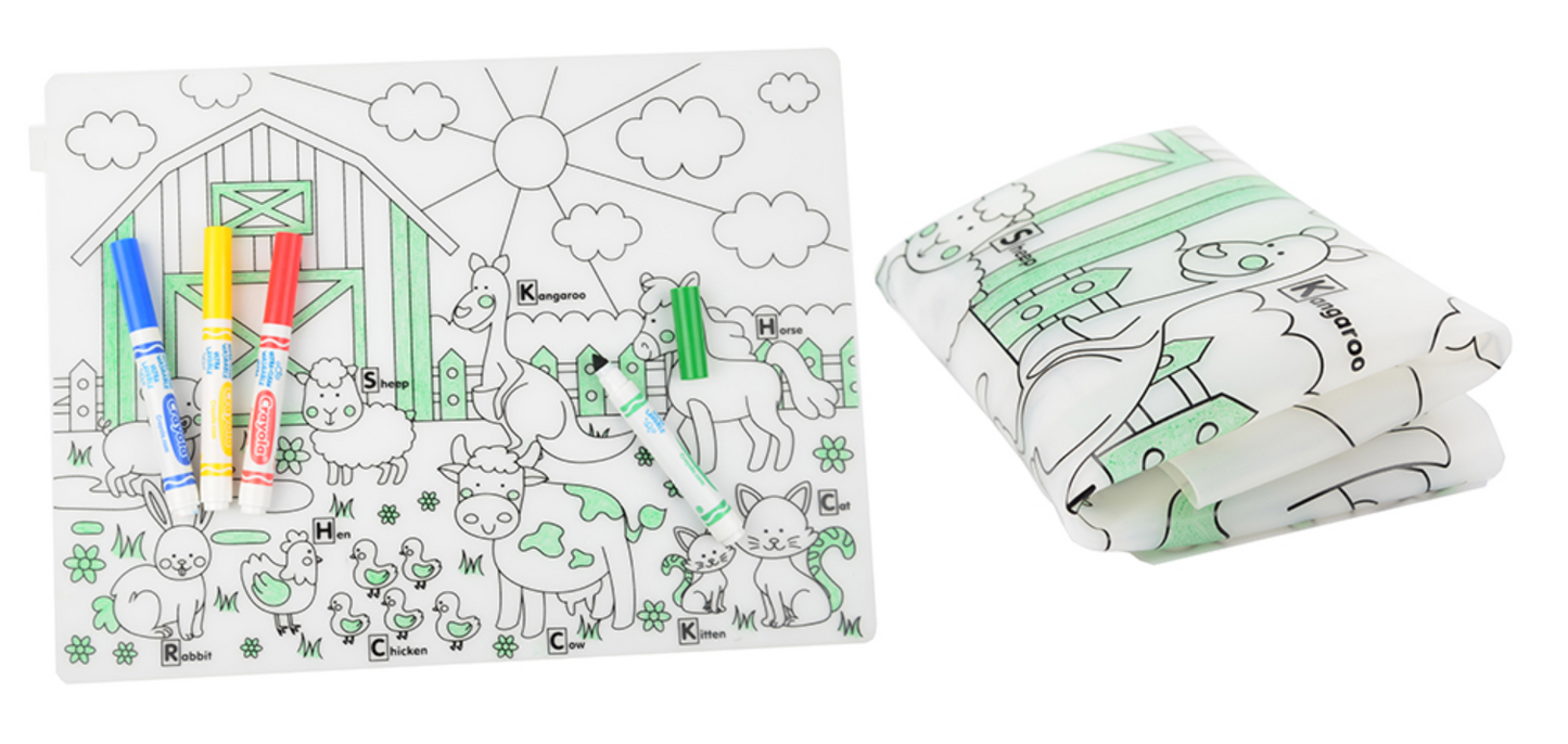 Reusable Silicone Placemat: Entertain Kids with Washable Coloring Placemat