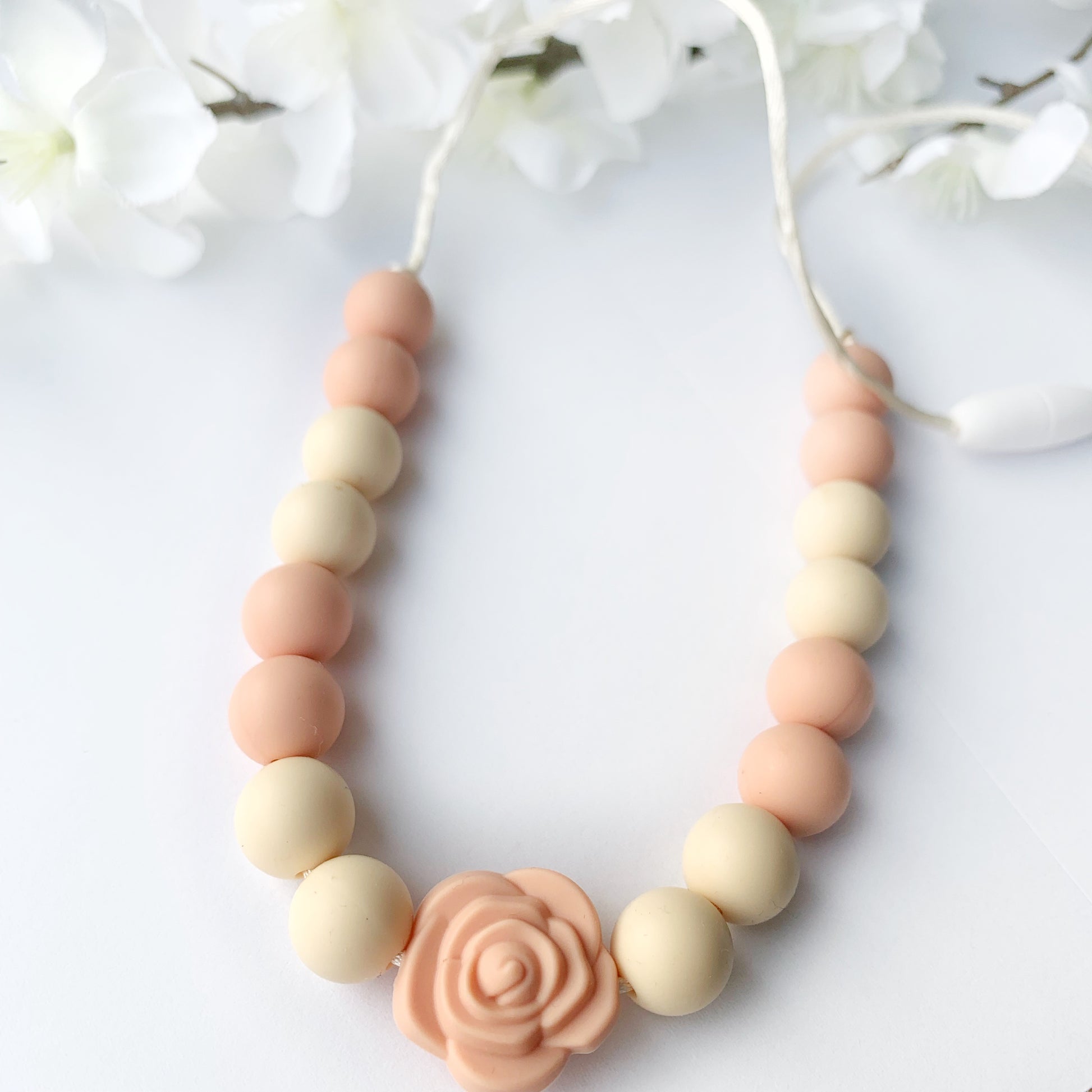 beige silicone beaded necklace