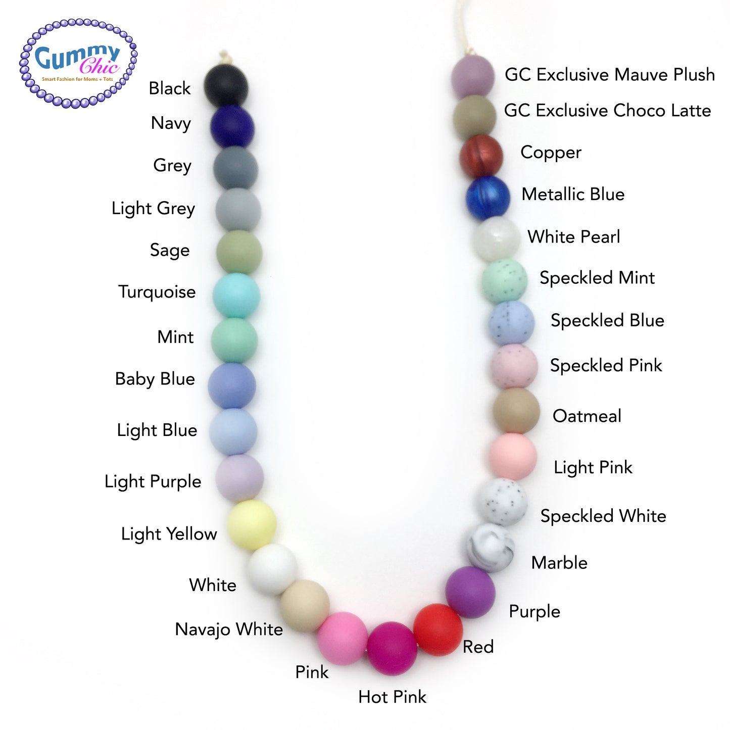 gummy chic's color chart of beads