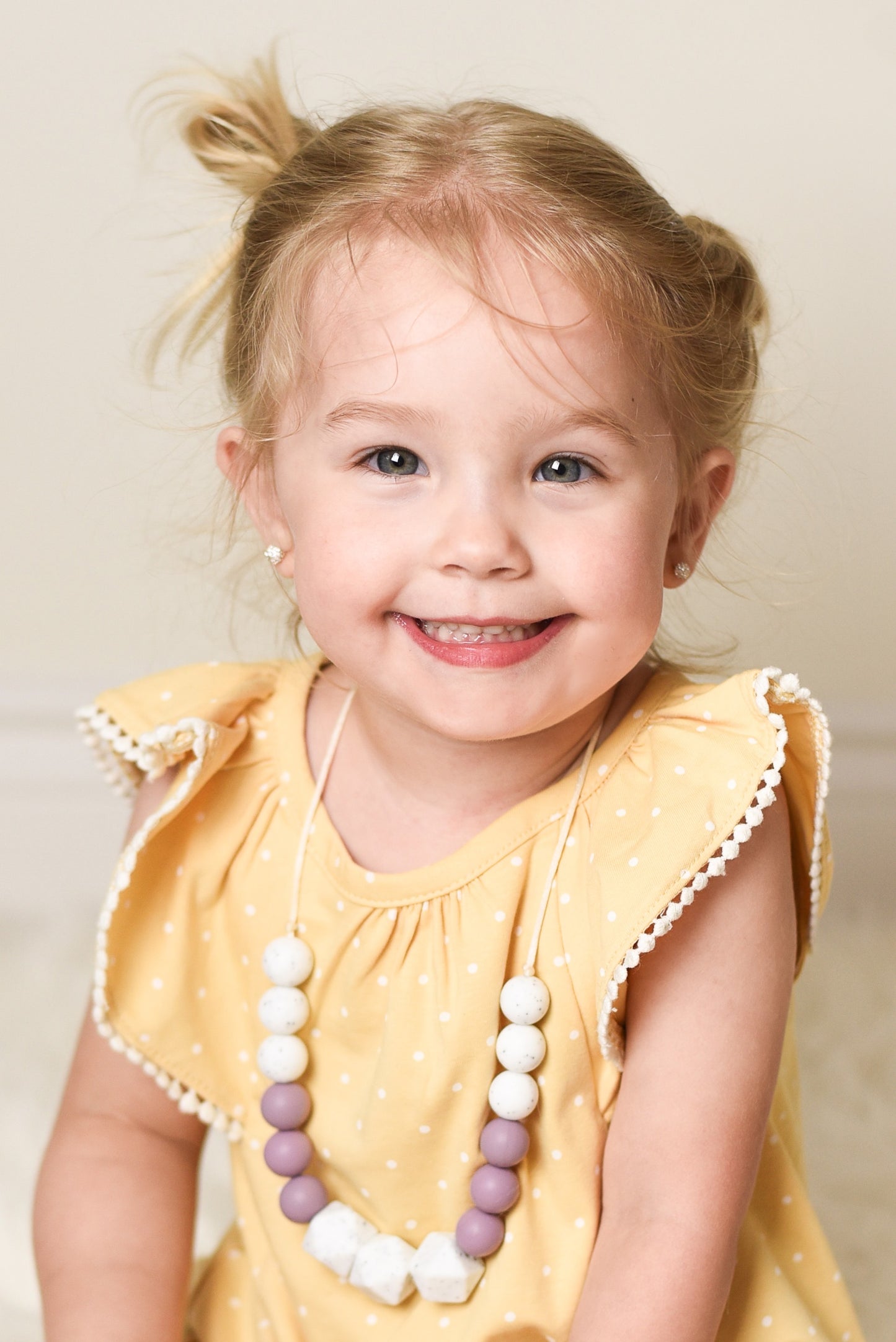 white and purple sensory necklace
