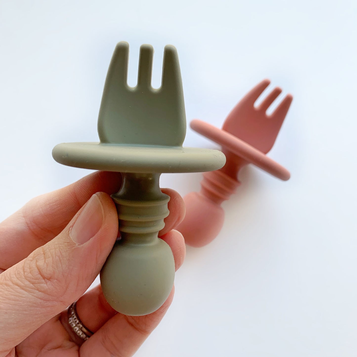 Silicone Fork and Spoon Training Utensils for Babies & Toddlers - Baby Toddler Training Utensils