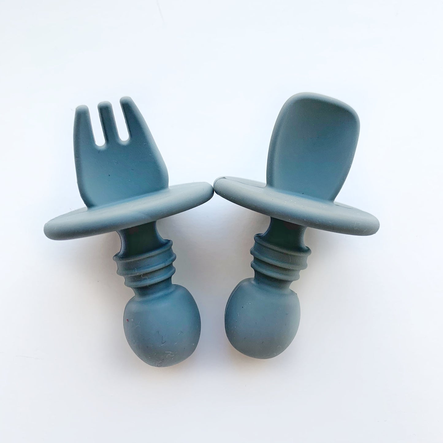 Silicone Fork and Spoon Training Utensils for Babies & Toddlers - Baby Toddler Training Utensils