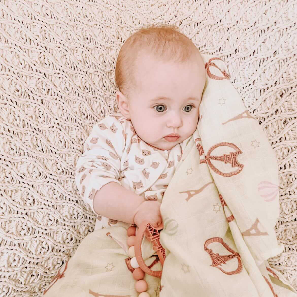 Paris Themed Baby Blanket - Organic Cotton Receiving Blanket by Gummy Chic