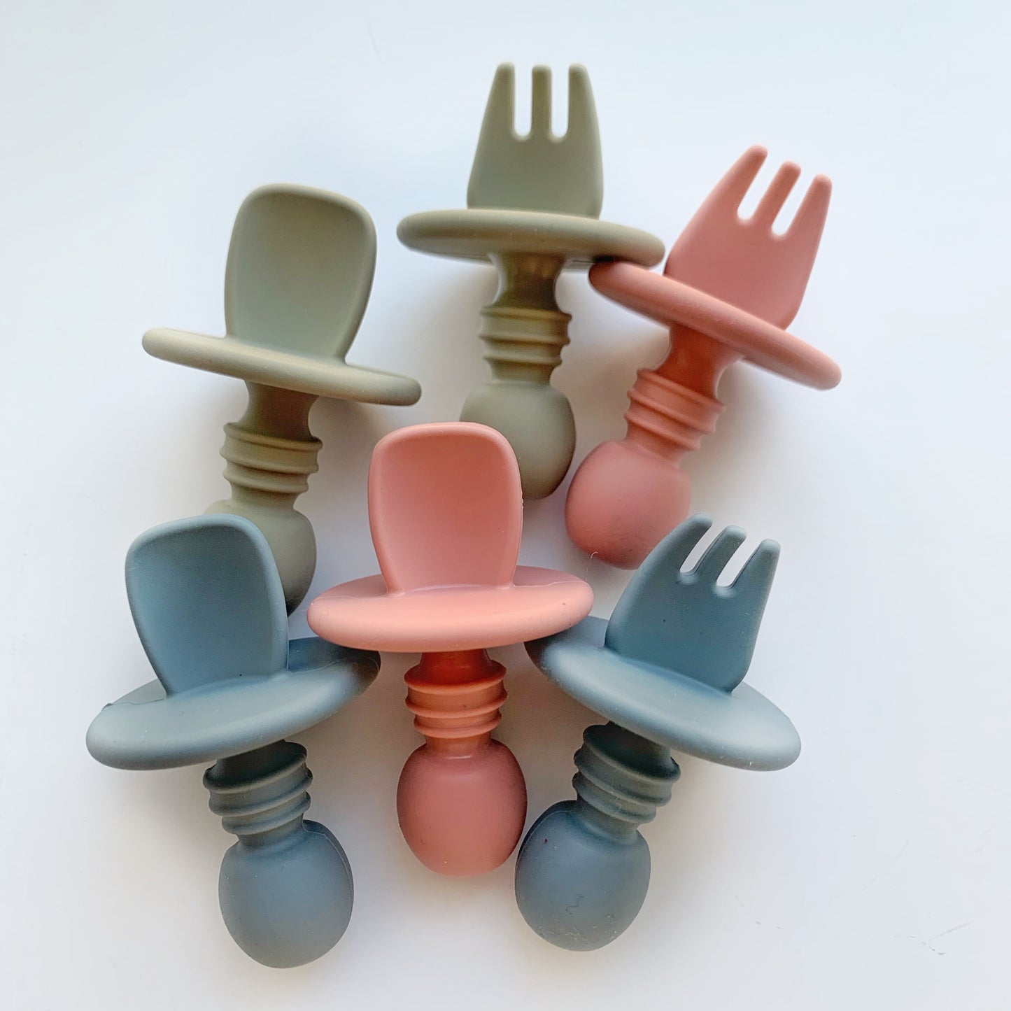 Silicone Fork and Spoon Training Utensils for Babies & Toddlers - Baby Toddler Training Utensils