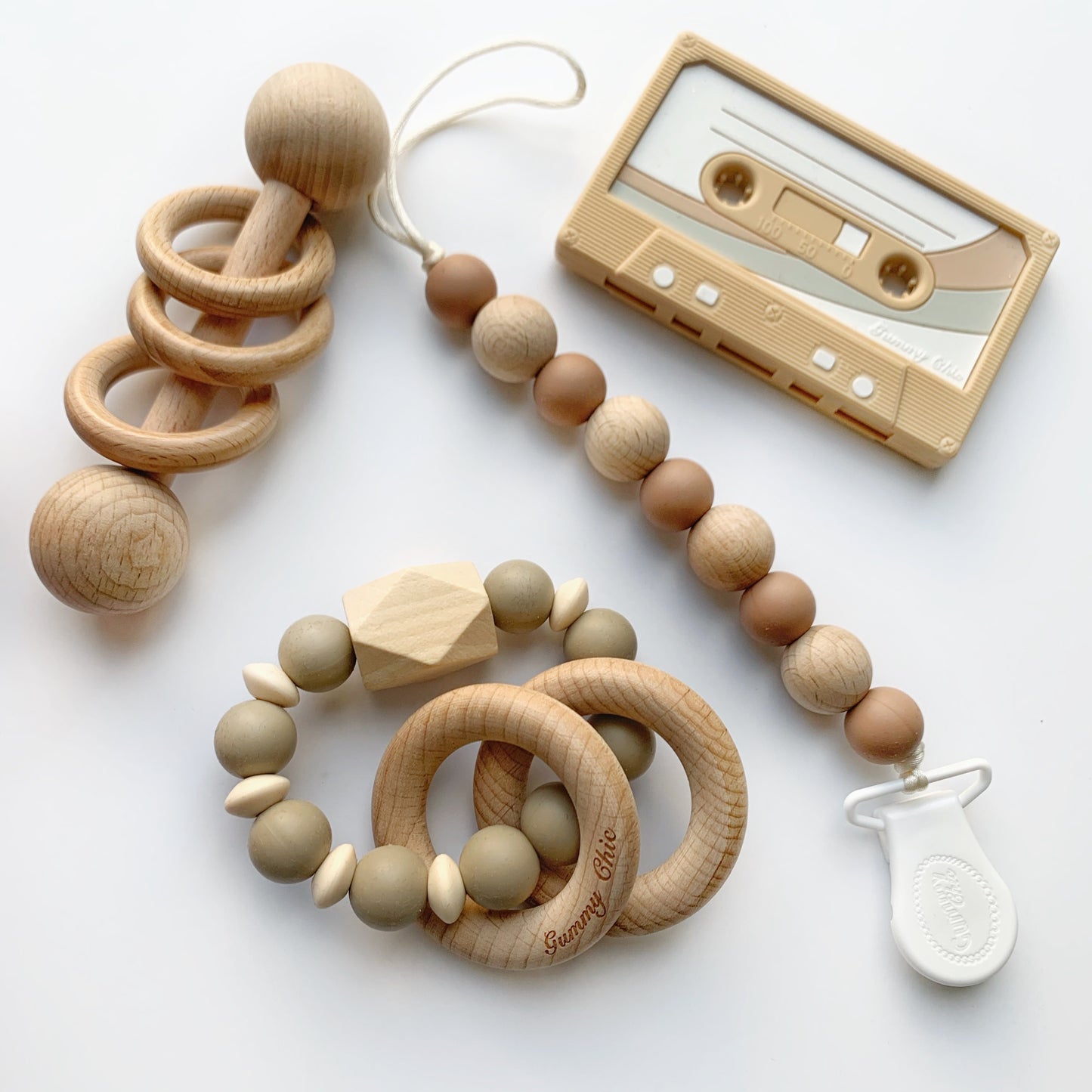 Handheld Silicone Wood Teether Rattle - Perfect for Eye-Hand Coordination