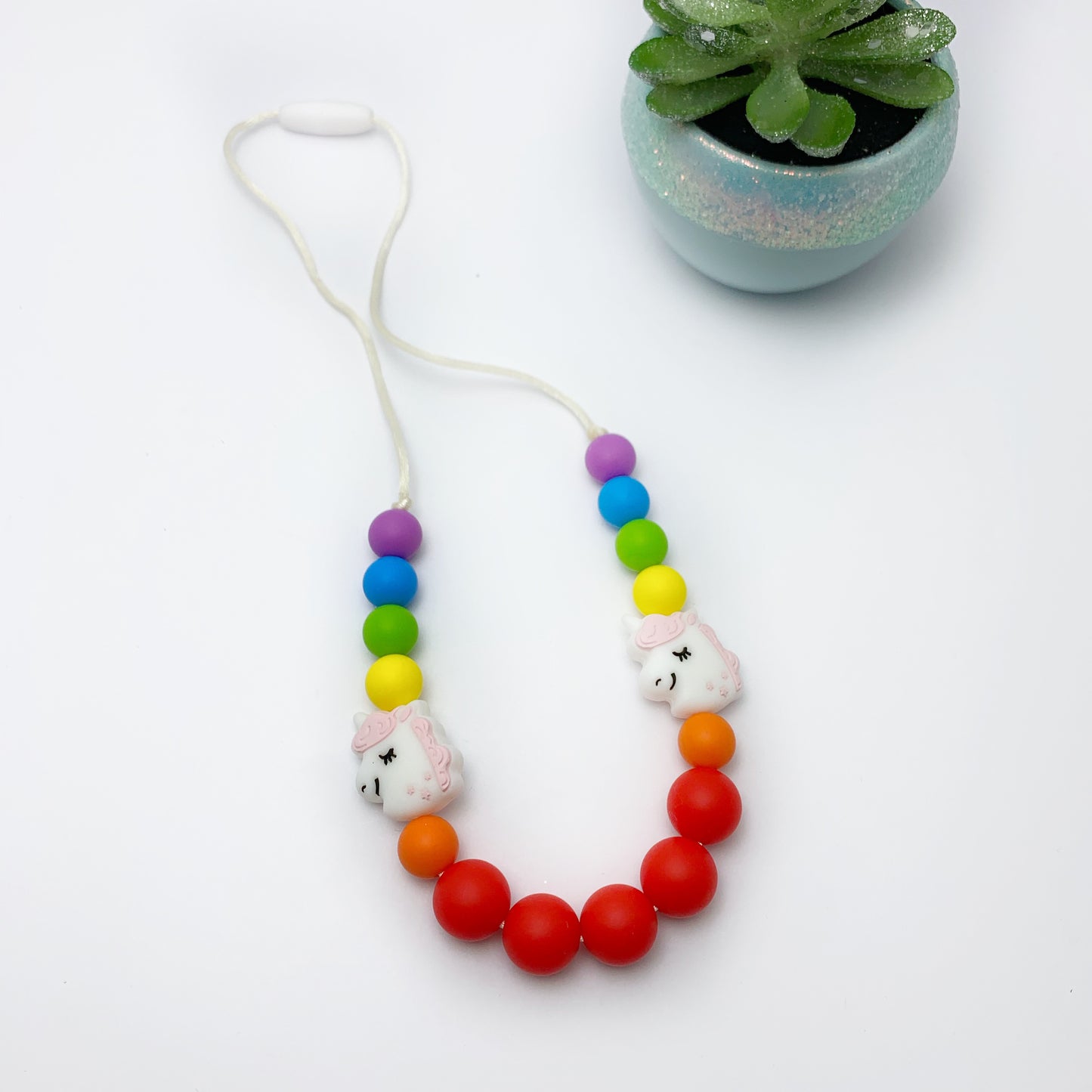 Rainbow Sensory Unicorn Necklace - Silicone Sensory Necklace for Anxiety Relief