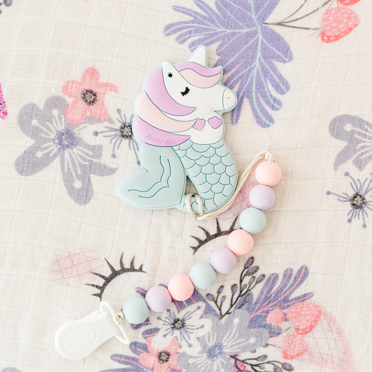 Soft Unicorn Muslin Blanket for Baby Swaddle Multi Use - Mermicorn Teether Pairing