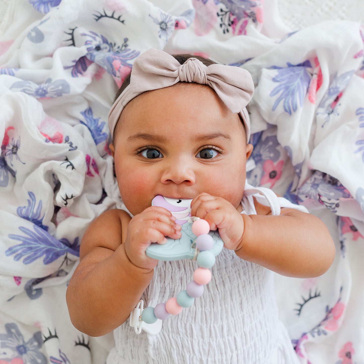 Soft Unicorn Muslin Blanket for Baby Swaddle Multi Use - Mermicorn Teether Pairing