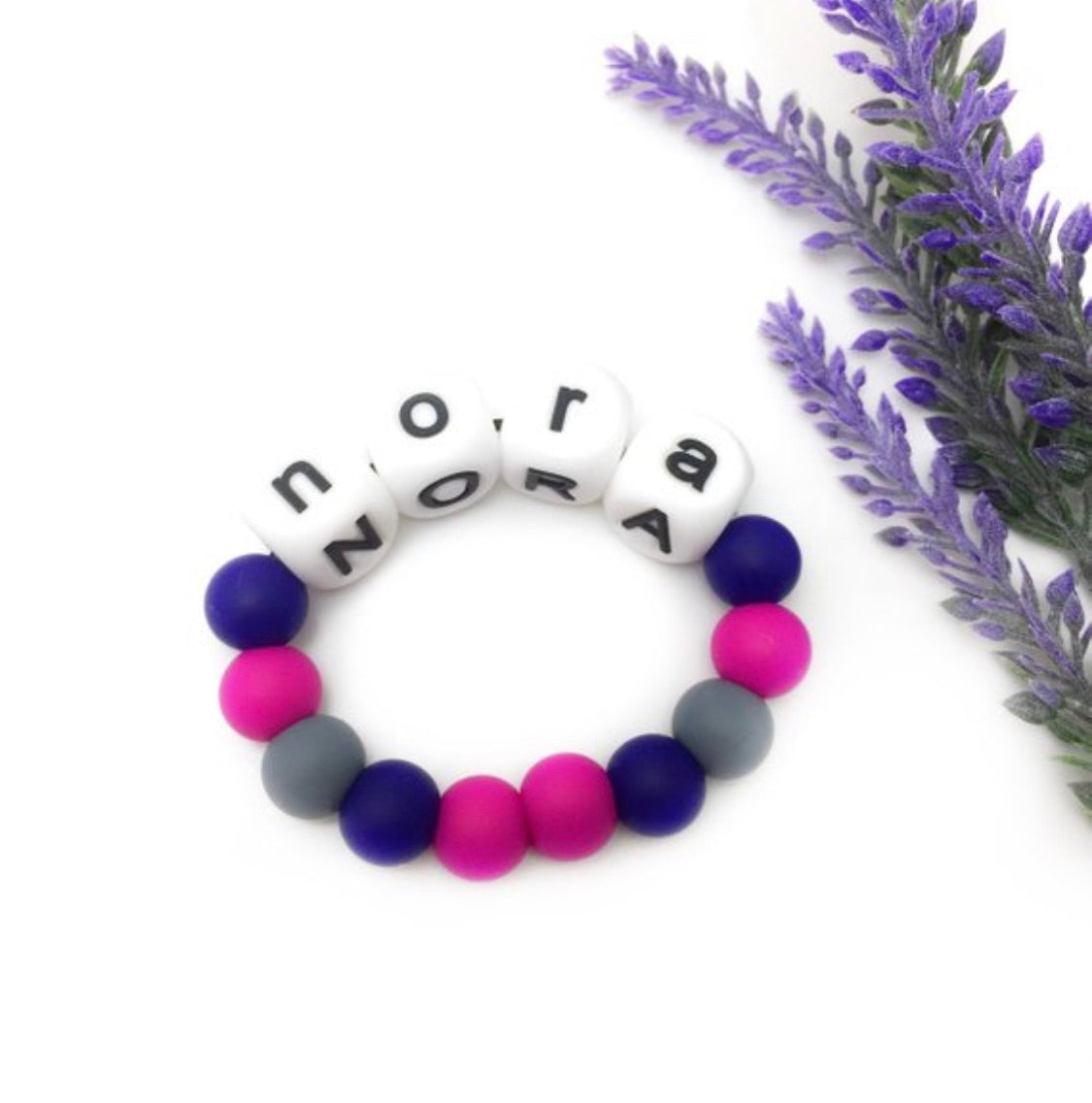 silicone bracelet personalized for teething bright colors