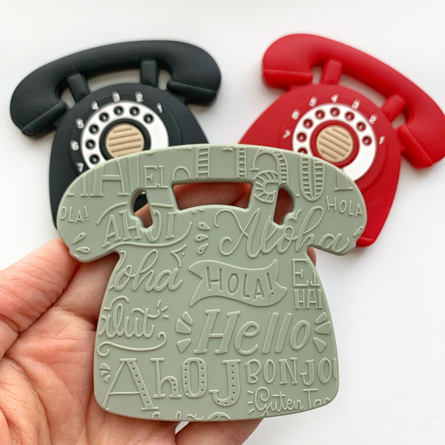 sage red phone sensory necklace