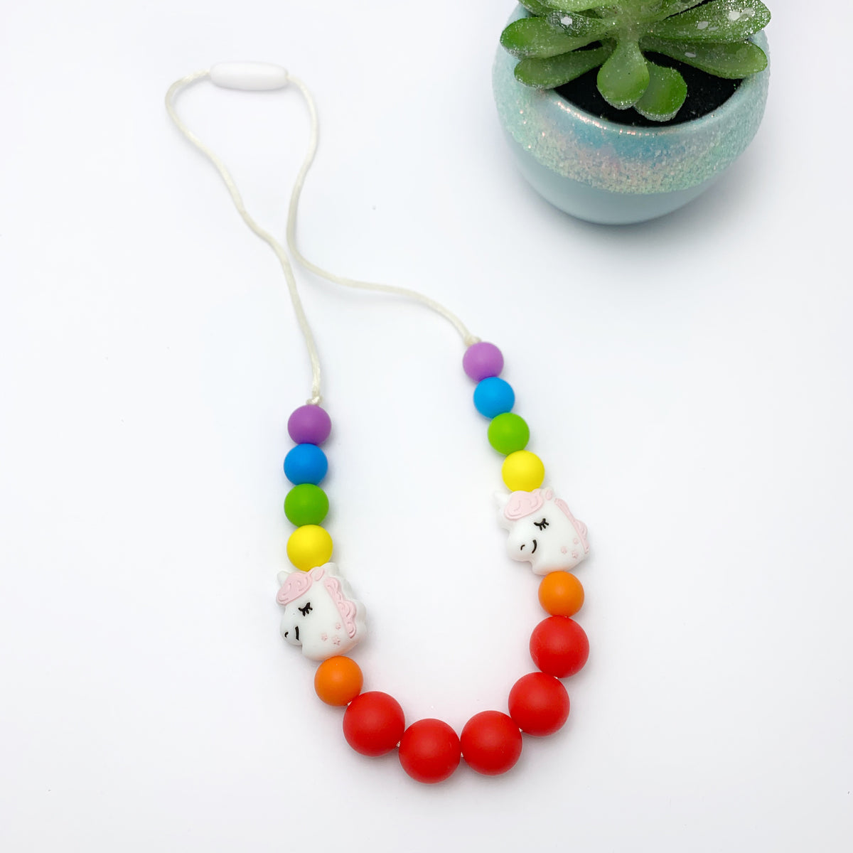 Rainbow Sensory Unicorn Necklace - Silicone Sensory Necklace for Anxiety Relief
