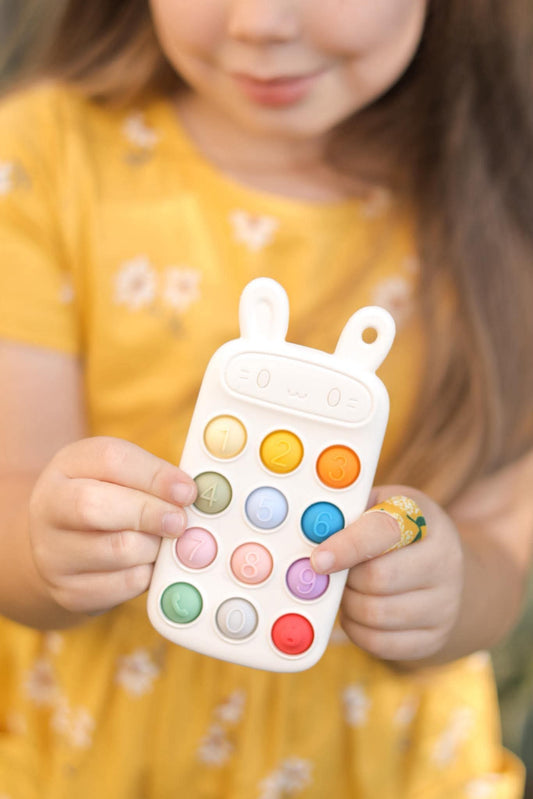 Bunny Phone Pop It Silicone Teether | Sensory Fidget Pendant