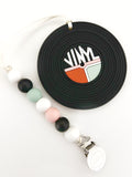 Silicone Teether Vinyl Record with a Clip