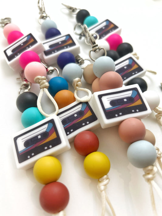 Retro Cassette Sensory Silicone Keychain - Fashionable Bag Charm