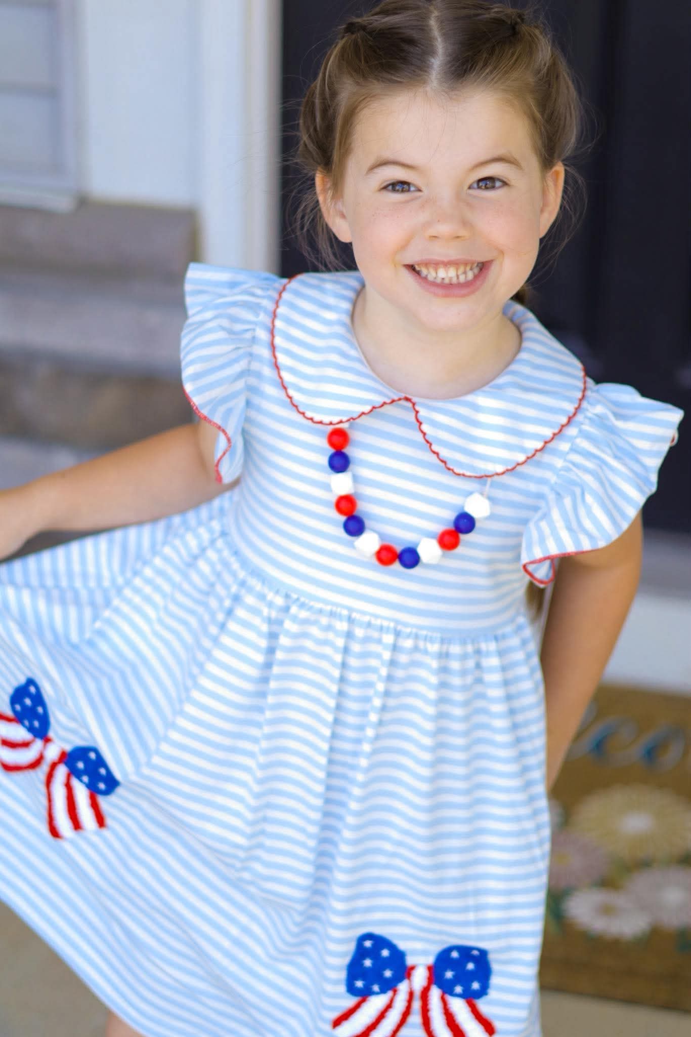 Americana Sensory Chew Necklace | Red Blue and White Beads