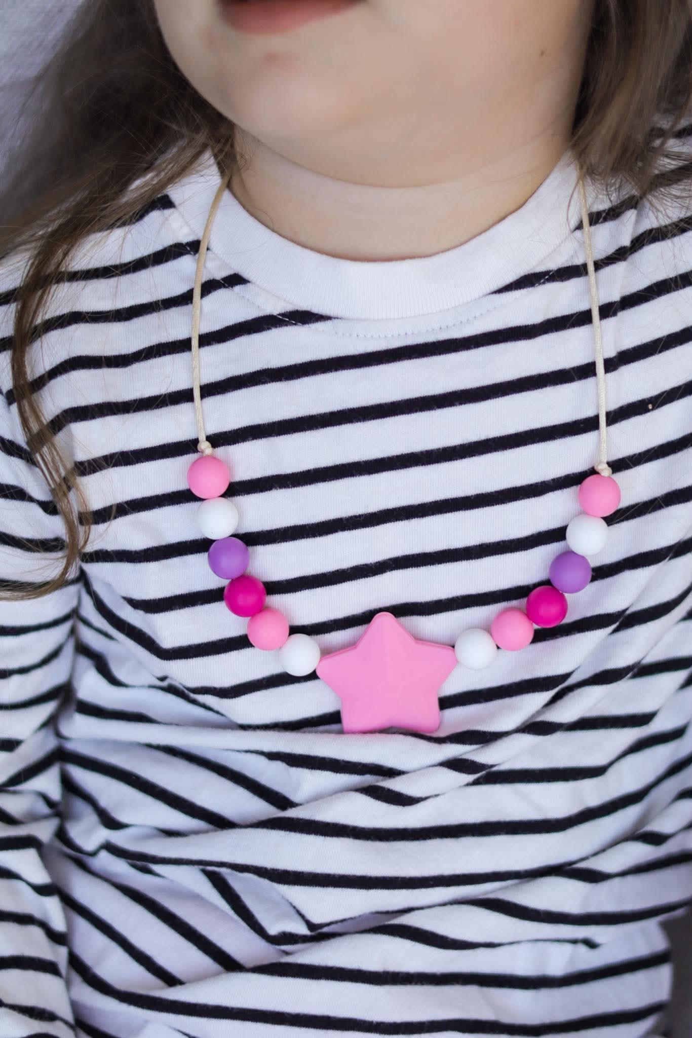 Star Silicone Necklace for Kids 3+ | Chewable Fidget Jewelry with Breakaway Clasp