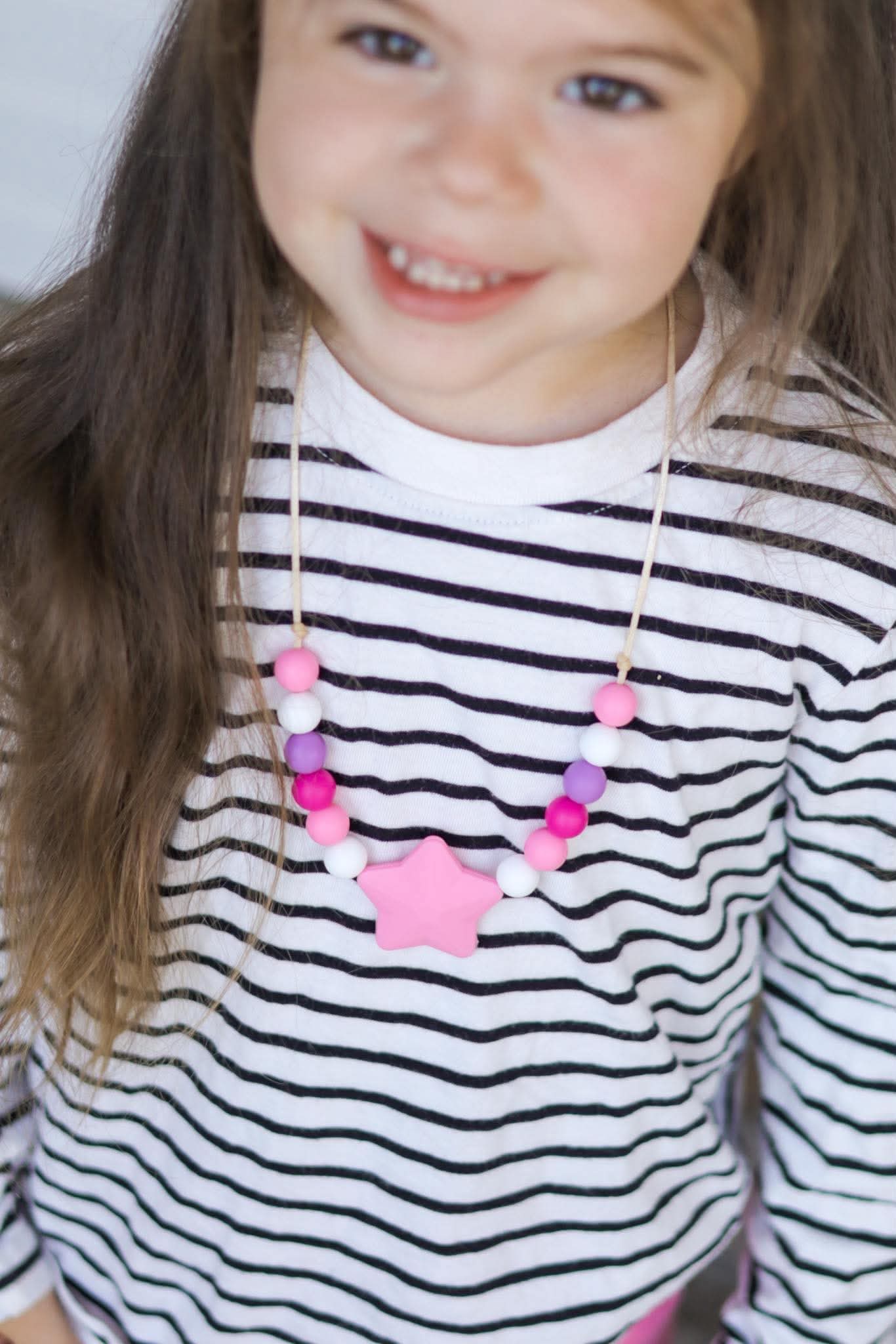 Star Silicone Necklace for Kids 3+ | Chewable Fidget Jewelry with Breakaway Clasp