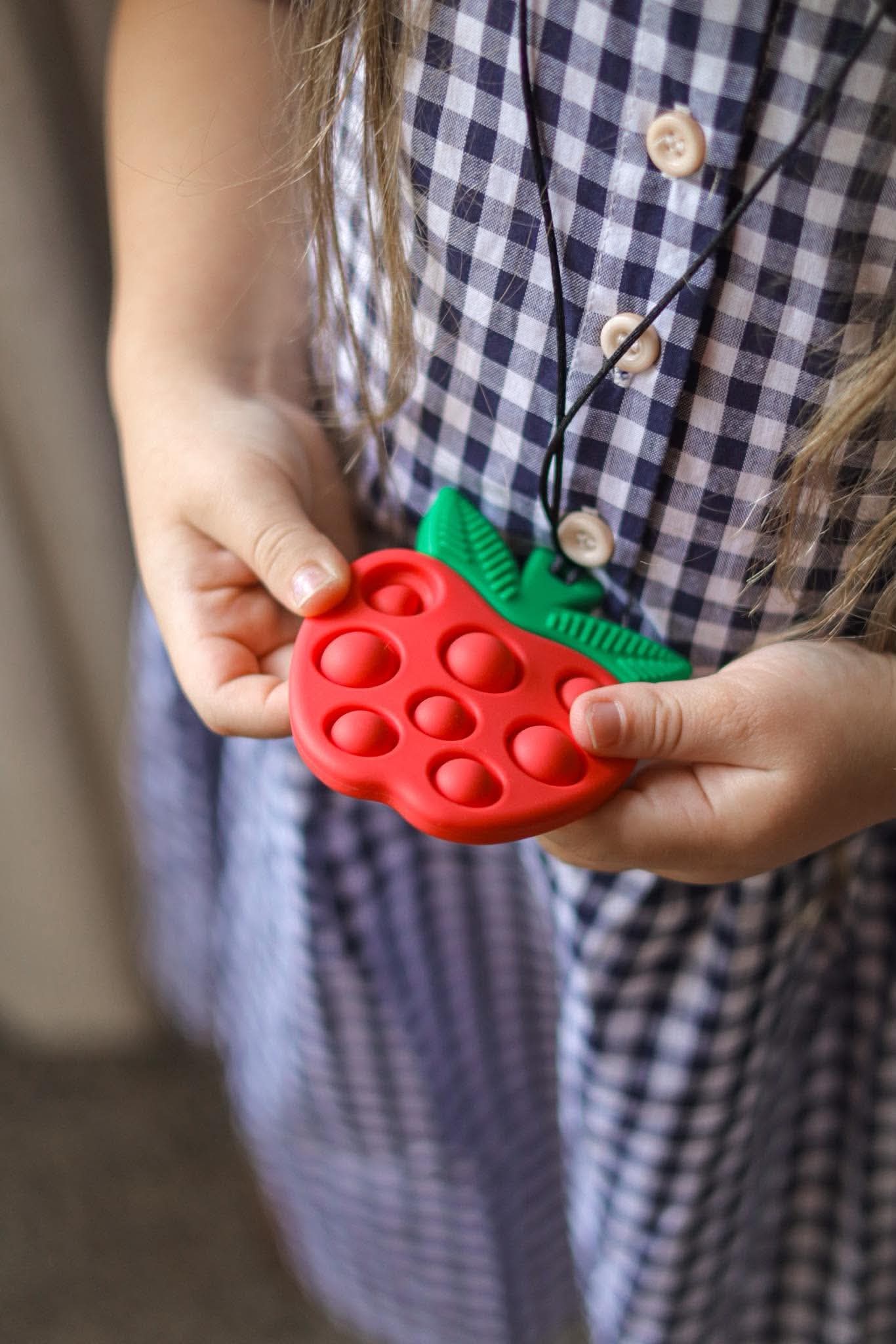 Apple Pop It Sensory Necklace | Silicone Fidget Pendant
