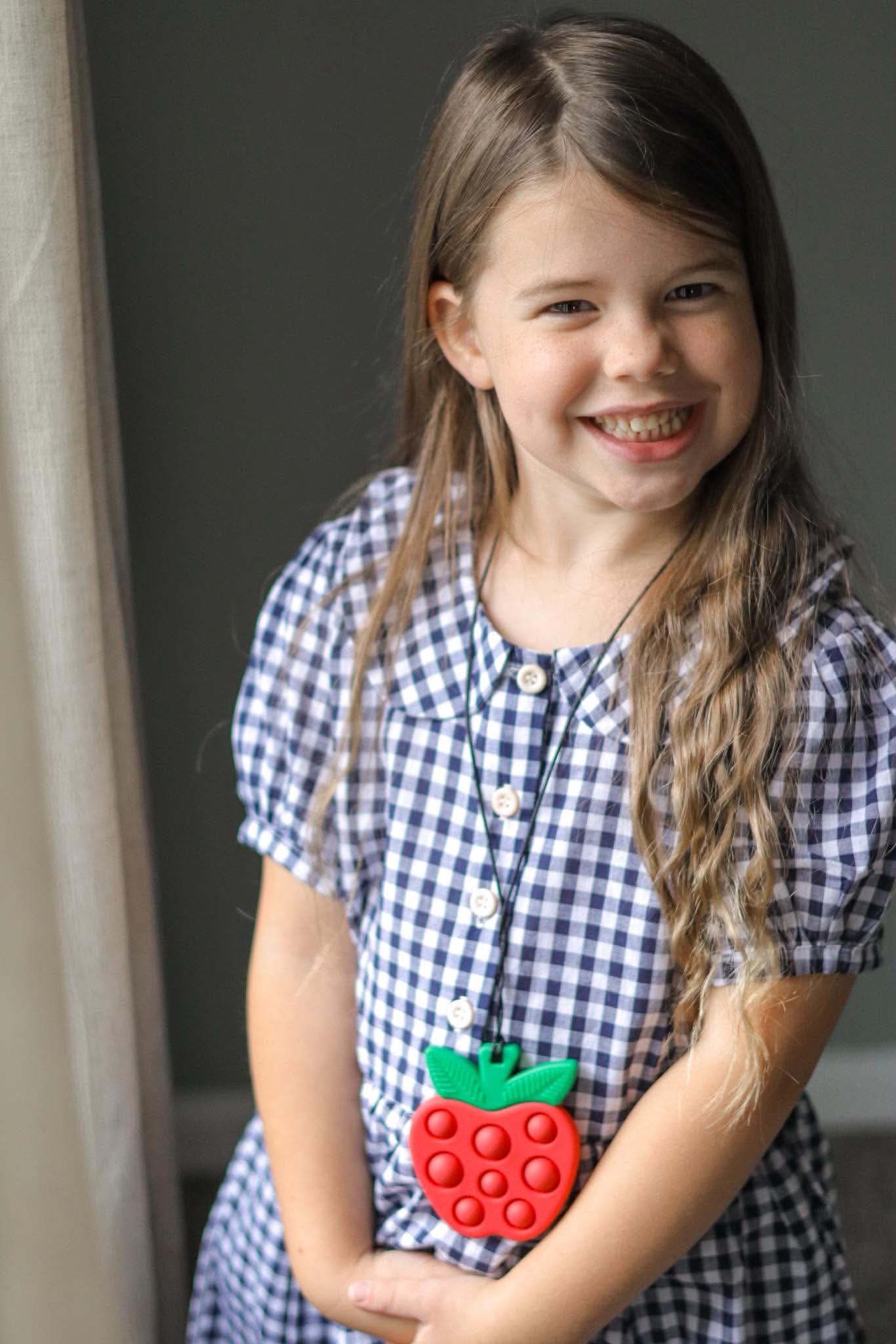 Apple Pop It Sensory Necklace | Silicone Fidget Pendant