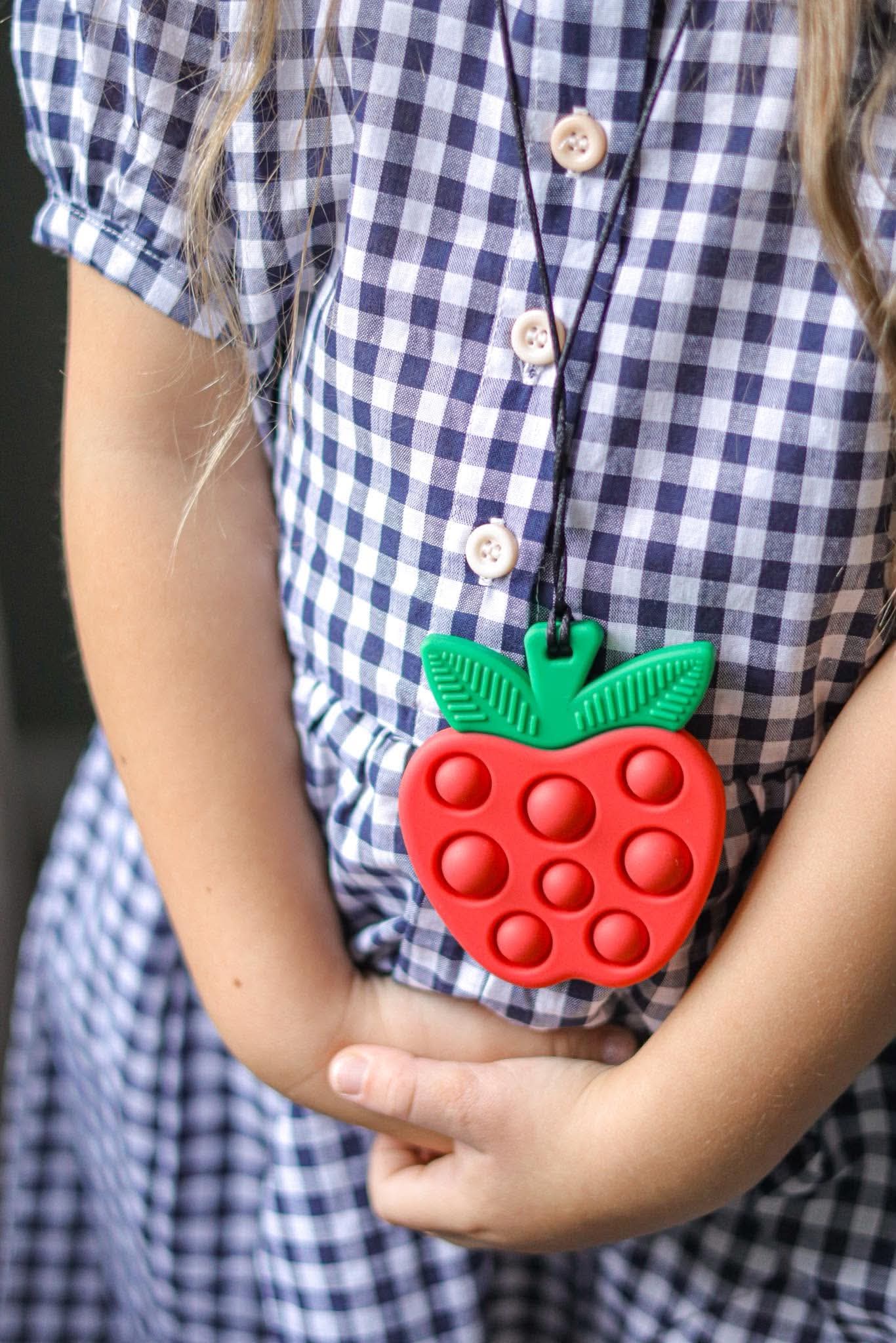 Apple Pop It Sensory Necklace | Silicone Fidget Pendant